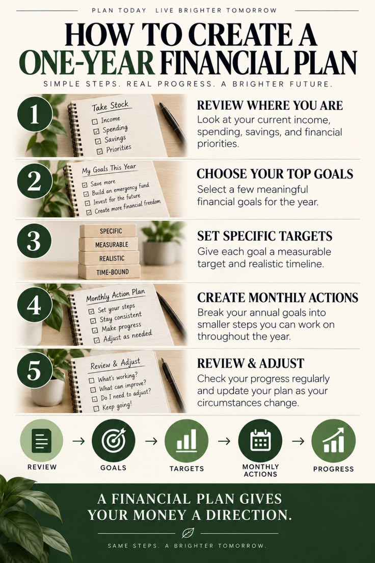 Financial planning illustration for a twelve-month money plan